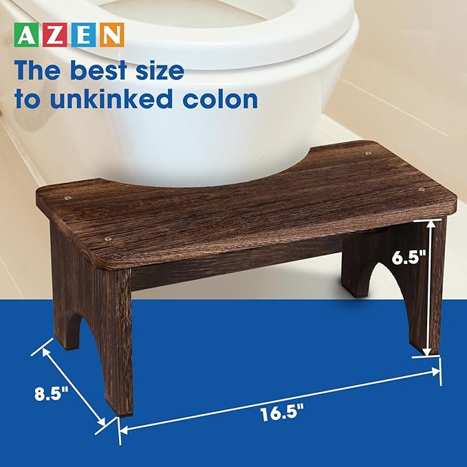 2 Pack Wood Toilet Stool Squat Adult, Poop Stool for Bathroom Adults, Portable Toilet Potty Stools for Adults, 7 Inch Height (Black)