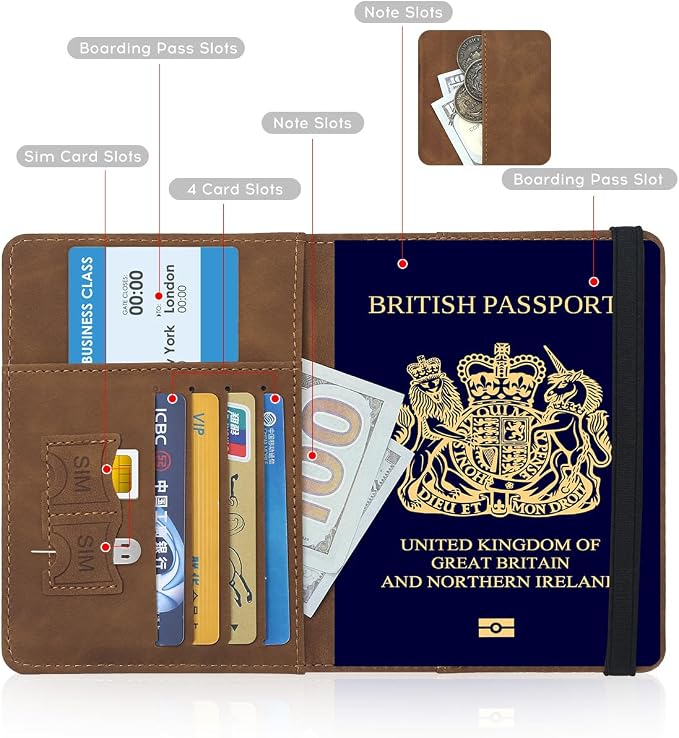 ILIYAH-Passport Cover-Passport Holder Travel Wallet-RFID Blocking Passport Case Travel Accessories Card Holder Wallet Unisex Travel Gifts (Brown)