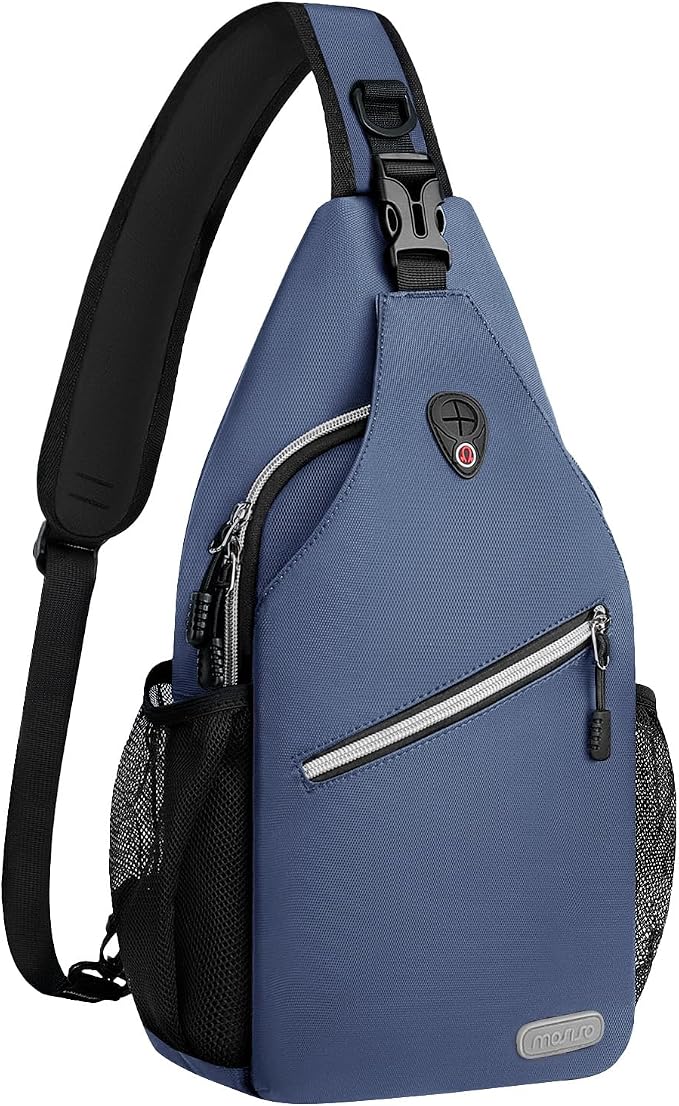 MOSISO Small Sling Bag for Men, Crossbody Shoulder Chest Daypack Bag | Sling Backpack for Casual Travel Hiking