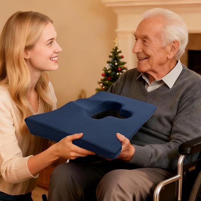 Gel Wheelchair Seat Cushion,Bed Sore Cushions for Butt,hemorrhoid Pillow,Sciatica,Back,Coccyx,Pressure Sore/Ulcer Pain Relief Butt Pillow,Ergonomic Chair Cushion, Anti-Slip&Washable Cover(Blue)