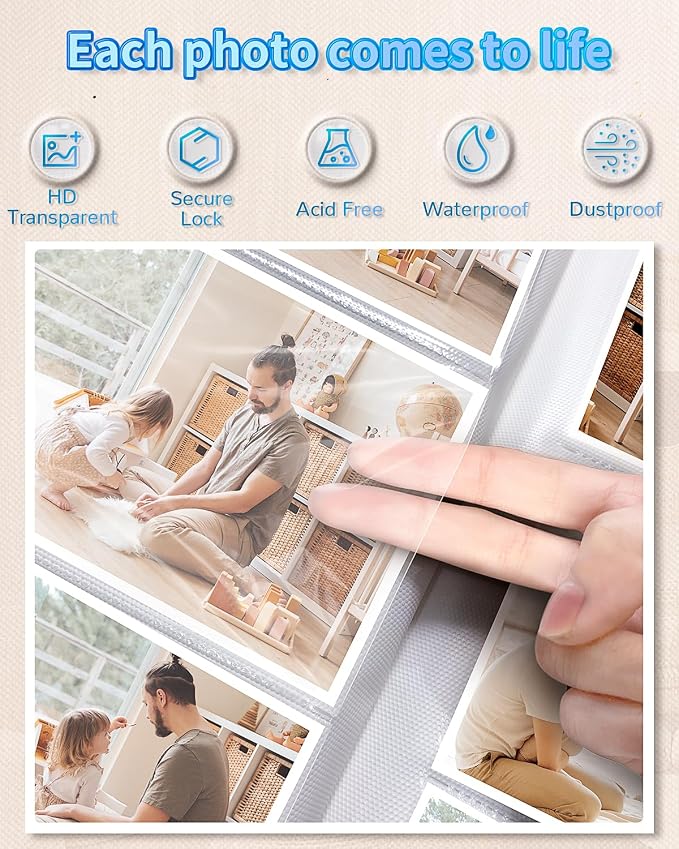 Artfeel Photo Album 4x6 with 100 Pockets,Slip-in Picture Albums,Linen Cover Memory Book with Front Window,White Page Vertical Photo Book for Wedding,Family,Anniversare,Baby,Vacation