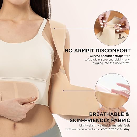 Adjustable Posture Corrector for Women: Invisible Under Clothes - Comfortable Back Support Bra for Upper Back Neck Shoulder Pain Relief - Ideal for Sitting Exercise Daily Wear (Beige Large)