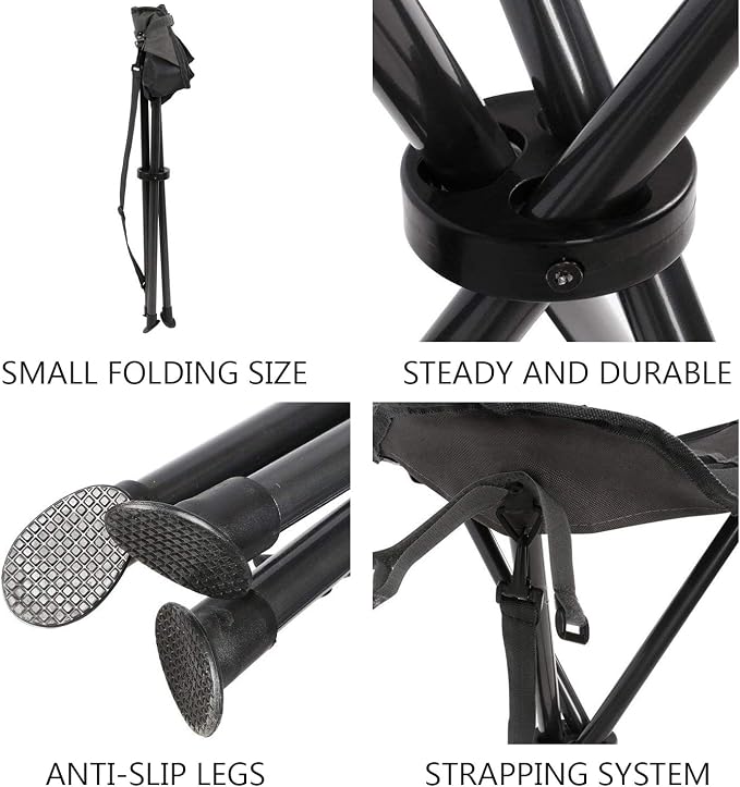 Portal Tall Folding Tripod Stool Portable Tripod Chair for Outdoor Camping | Portable Outdoor Design; Durable Construction; Easy Setup & Storage