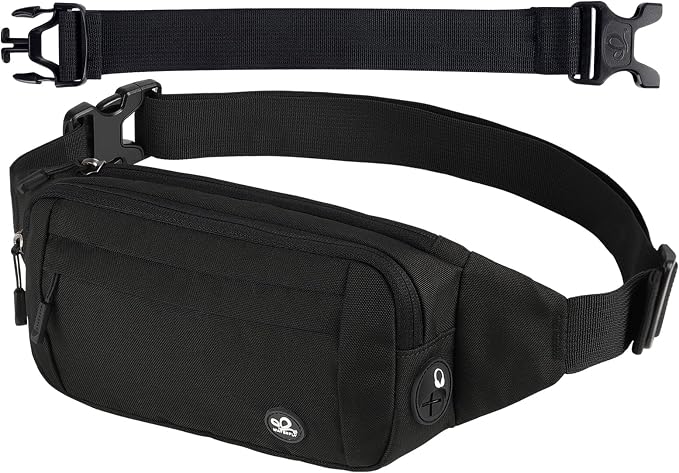 WATERFLY Small Fanny Pack Crossbody Lightweight Waist Bag for Woman Man | Adjustable extender strap, Slim compact, Water-resistant durable material, Breathable back pad, Multi-scene for travel, daily