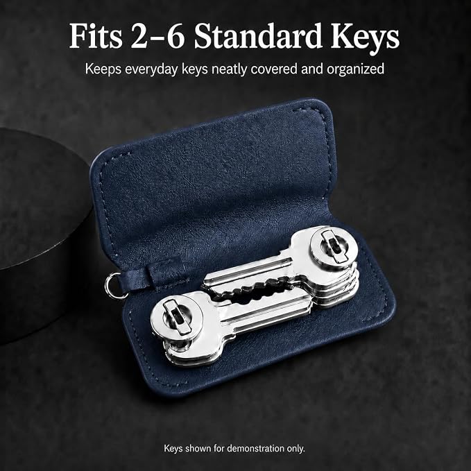 Key Organizer Compact Key Holder Leather Keychain Minimalist key case key holder for keychain Secures 2-8 Keys