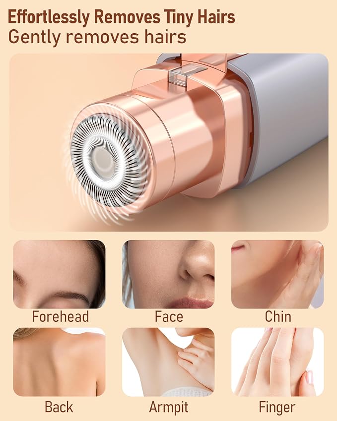 Eyebrow Trimmer Facial Hair Removal for Women: 2 in 1 Rechargeable Facial Hair Remover & Eyebrow Razor, Electric Painless Face Shaver for Women with LED Light for Eye brow, Lips & Face
