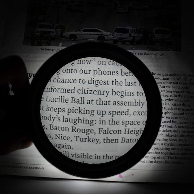 JMH Magnifying Glass with Light, 3X Handheld Large Magnifying Glass 12 LED Illuminated Lighted Magnifier for Macular Degeneration, Seniors Reading, Soldering, Coins, Jewelry, Exploring