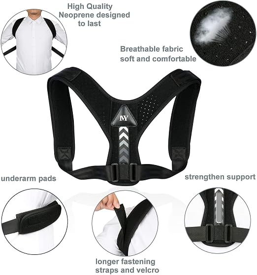 Posture Corrector Upper Back Brace Neck Shoulder Back Support Brace Pain Relief Belt For Women Men Braces Spine Straightener Breathable & Adjustable