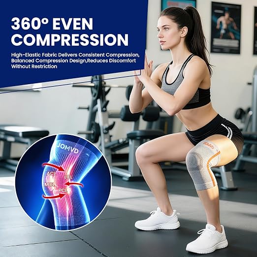 JOMVD Knee Compression Sleeve for Arthritis Pain – Knee Brace for Knee Pain Relief, Meniscus Tear, Inflammation, Circulation, Swelling & Injury Recovery – Anti-Slip Breathable Support for Women & Men,Large