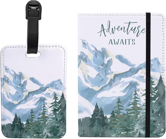 Passport Holder Set,Passport Holder and Luggage Tag,Cover for Men and Women,Wallet, Case,Travel Accessories（5.82 * 3.93 inch）