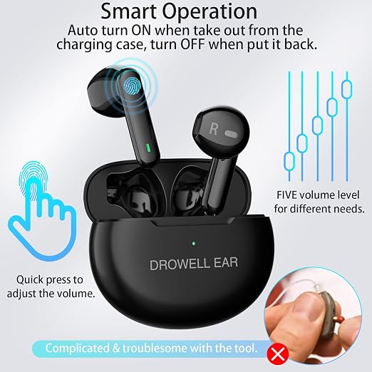 Hearing Aids for Seniors, Hearing Amplifiers Rechargeable with Noise Cancellin for Seniors & Adults Hearing Loss with Portable Charging Case