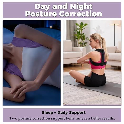 2PCS Posture Corrector Set,Nighttime Posture Brace Sleeping and Adjustable Back Straps For Posture,Unisex,Provides Soft and Comfortable Back Support,Effectively Relieves Pain