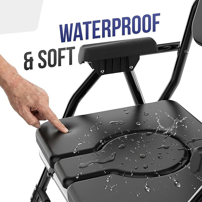 Extra Wide Bariatric Bedside Commode Chair, 600 lb Heavy Duty Portable Toilet for Adults & Seniors, Foldable Commode Chair with Tool-Free Assembly, Enlarged Seat, Bucket & Lid for Elderly Disabled