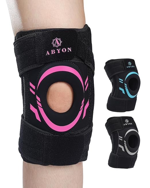 ABYON Knee Brace for Women – Adjustable Knee Support for Meniscus Tear, ACL, MCL & Arthritis – Neoprene Patella Stability Wrap with Dual Side Stabilizer & Patella Gel Pad for Pain Relief & Injury Recovery – See How to Size Video Before Ordering