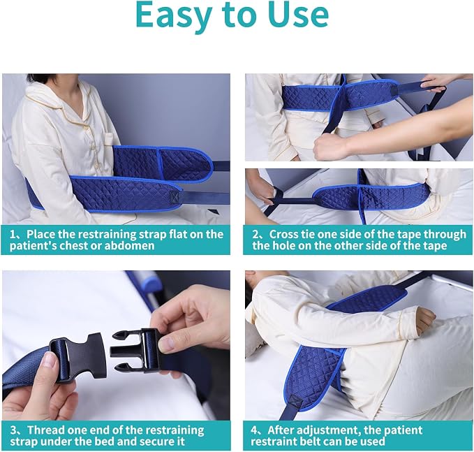 ENLUNTRA Medical Bed Restraint Strap for Elderly，Anti-Fall Waist Belt for Elderly，Adjustable Wheelchair Seat Safety Belt,Medical Bed Safety Assist