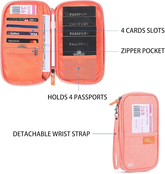 VanFn RFID Travel Passport Wallet, Family Passport Holder, Trip Document Organizer P.Travel Series