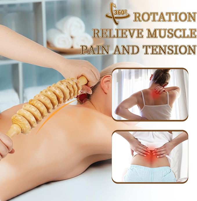 Liitrton Wooden Massage Roller for Legs, Curved Massage Roller Stick | Smooth Body Roller, Wood Therapy Massage Tools for Trigger Points Relief, Sore Muscle Recovery