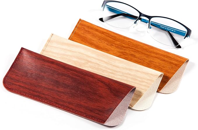 TRIUMPH VISION 3 Pack Reading Glasses Pouch Soft Case Eyeglass Sleeve Slim | Alternative to Bulky Case in bag, Lightweight Lined Padded Protect Optical lens Slip in, Cute Pattern Portable for Daily Use