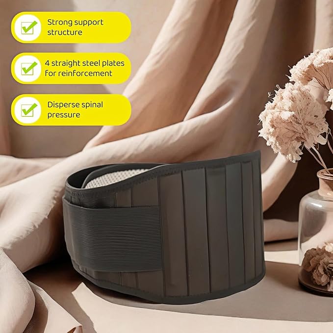 Self heating lumbar support strap suitable for both men and women - adjustable back support with thermal therapy, used to relieve lumbar discomfort, posture support (XL)