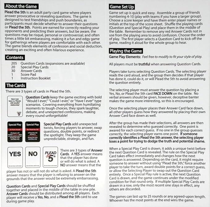 Plead The 5th - A Fun Adult Party Card Game for Date Nights, College Bashes, Family Gatherings and Game Nights