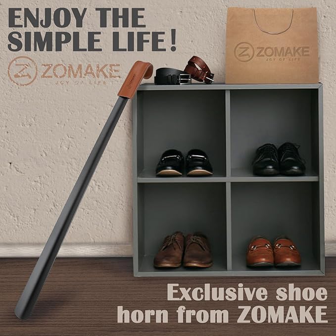 ZOMAKE Extra Long Shoe Horn for Seniors Men,Metal Shoehorn Long handle for Boots, 28.3'' Shoe Spoon Helper