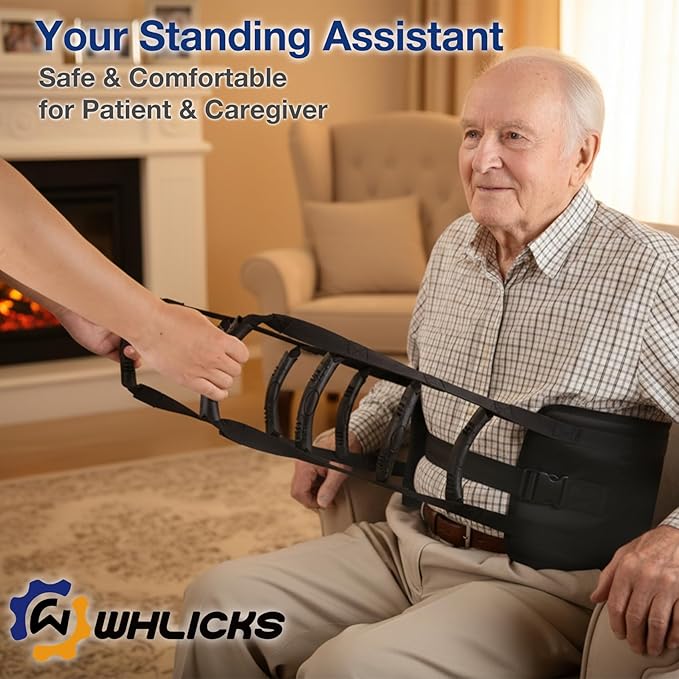 Transfer Sling for Seniors, Gait Belt for Elderly & Disabled, Patient Medical Aid Lift Assist with Handle Anti-Slip Pad Seatbelt, Mobility Lifting Strap for Home Bed Wheelchair Floor Device