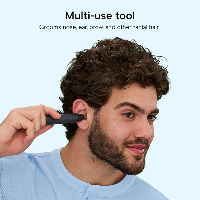 ConairMAN 360° Bevel Blade Ear and Nose Trimmer | Patented 360° Beveled Blade Trims Ear, Nose, and Brows with No Pulling, Black/Silver, PG1000LL