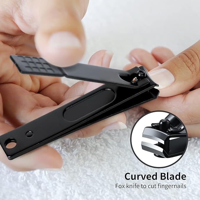 Aogeili Nail Clippers Set, Sharp Stainless Steel Fingernail & Toenail Clippers, Black Nail Cutter, Perfect 4 pcs Black Nail Cutter for Men/Women/Kids, Set Include Nail File.