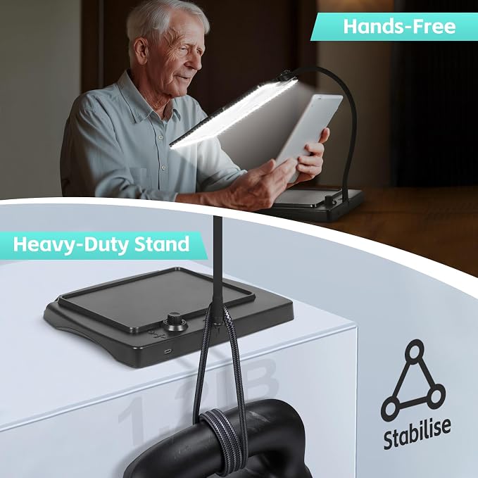 Magnifying Glass with Light and Stand 50 Ultra-Bright LEDs Large Magnifying Lamp with Light Magnifying Glass on Stand Hand-Free with 360° Flexible Gooseneck for Close Work Reading Repair Crafts | Magnifying Lamp with Light Magnifying Glass on Stand Han...