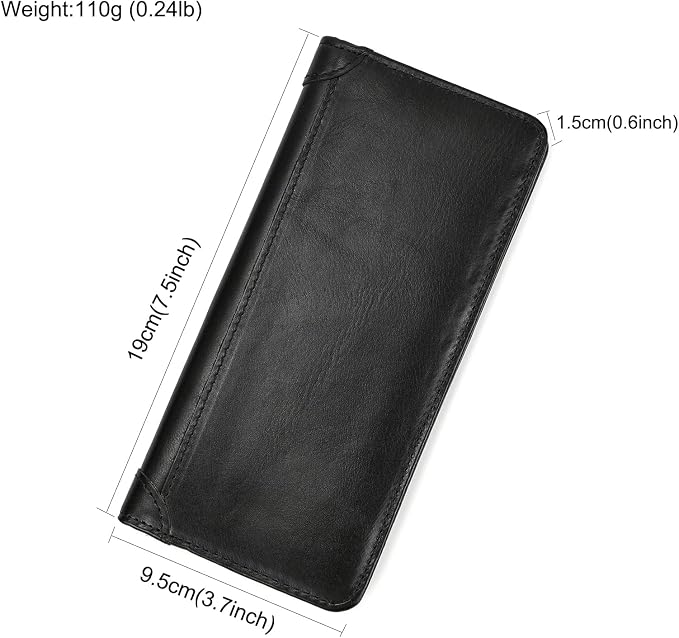 Genuine Leather Long Wallet for Men, Large Capacity Purse Clutch Bag Handbag Checkbook Cash Credit Cards Phone Holder | Large Capacity