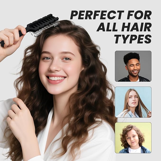Hair Brush for Men and Women, Pain-Free Speed Dry Detangling Brush | Vented Brush Design for Fast Airflow, Anti-static Bristles Reduce Breakage, Works on Wet or Dry, Straight or Curly Hair