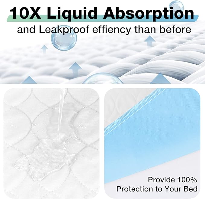 Bed Pads Washable Waterproof, 52" x 34" (3 Pack) Incontinence Bed Pads, Waterproof Bed Pad & Pee Pad, Perfect for Adults, The Elderly and Pets