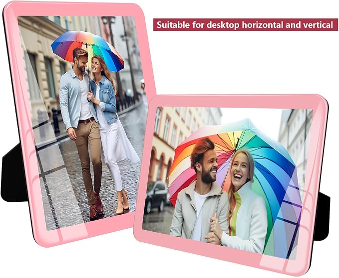 Bluesun 5×7 Pink Picture Frame, Vertical & Horizontal Wall & Tabletop | 5×7 Photo Frame Pink with Tempered Glass & Rounded Corners, 7x 5 Frames for Kids, Living Room Bedroom Hallway Office