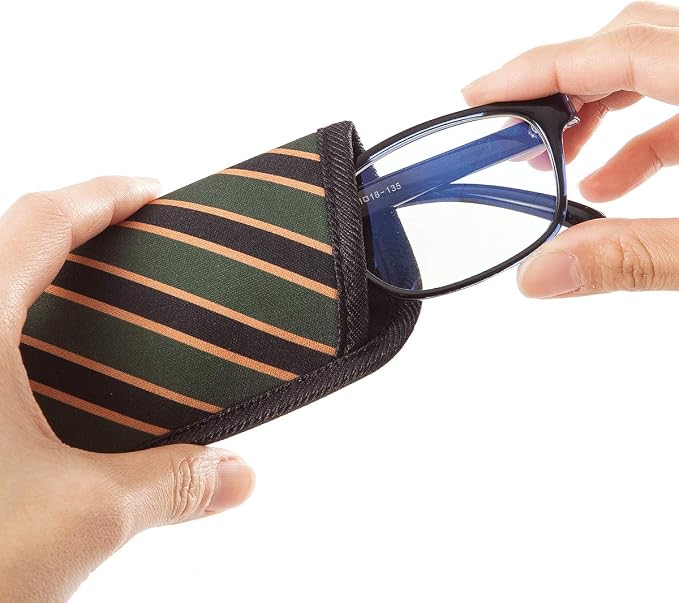 TRIUMPH VISION 3 Pack Reading Glasses Pouch Soft Case Eyeglass Sleeve Slim | Alternative to Bulky Case in bag, Lightweight Lined Padded Protect Optical lens Slip in, Cute Pattern Portable for Daily Use