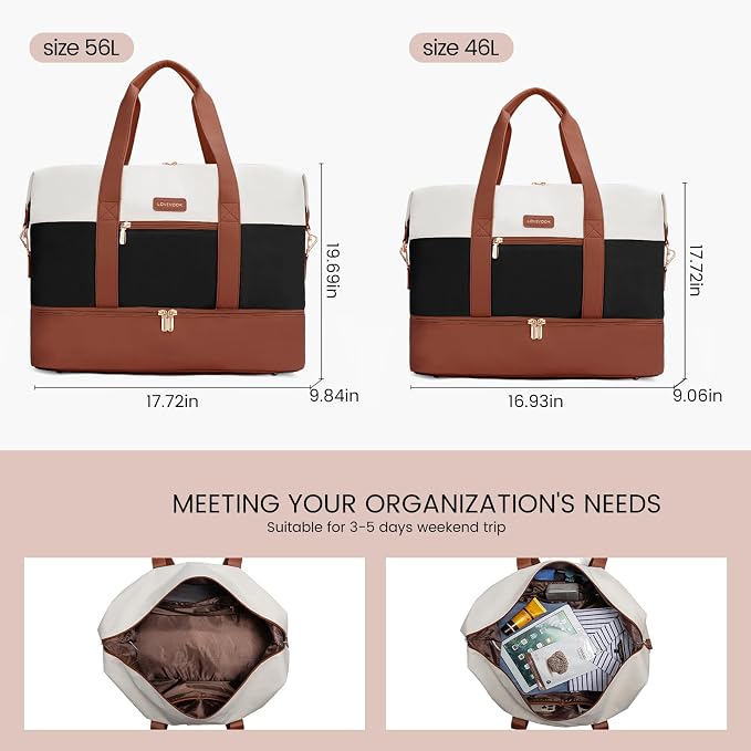 LOVEVOOK Weekender Bag for Women, Large Duffle Bag for Travel with 2 Packing Cubes, Carry on Overnight Bag with Shoe Compartment, Mom Hospital Bags for Labor and Delivery