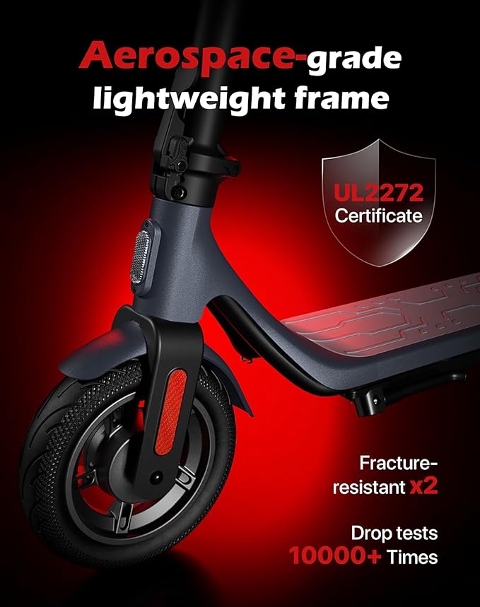 Electric Scooter with 10in Pneumatic Tires, 10.2Ah Battery, 19 Miles, 350W Motor, 15.5MPH, 265lbs Max Load, APP Control, Cruise Control, Foldable E Scooter for Adults and Teens, UL2272
