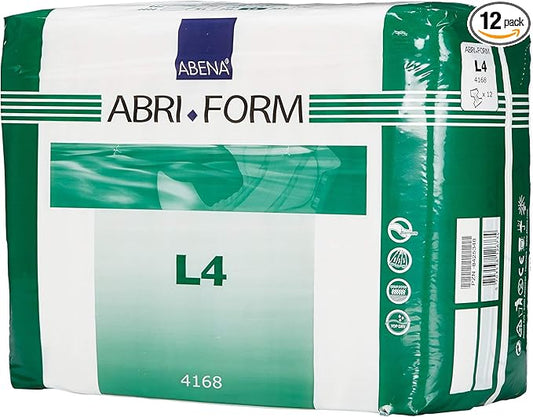 Abena Abri-Form Comfort Plastic-Backed Briefs, Level 4, (Medium To Large Sizes) Large, 12 Count