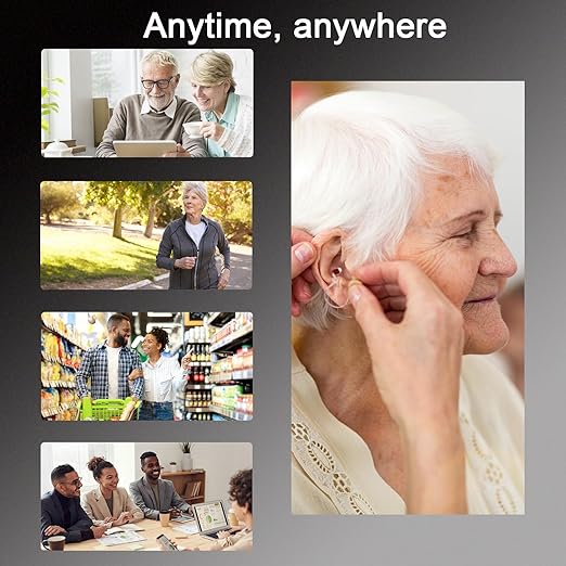 OTC Hearing Aids for Seniors & Adults, Bluetooth Rechargeable RIC Hearing Aids with Ai Noise Reduction, App Control, Mini Invisible Design, Feedback Control, Clear Voice & Music Streaming