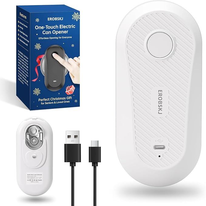 Auto Electric Can Opener, Rechargeable Can Openers for Seniors & Arthritis, One-Touch Automatic Can Opener, Hands-Free, Smooth Edge, Compact, Cordless, Food-Safe Kitchen Gadgets,White | One-Touch Rechargeable Battery Automatic Can Opener, Hands-Free, S...