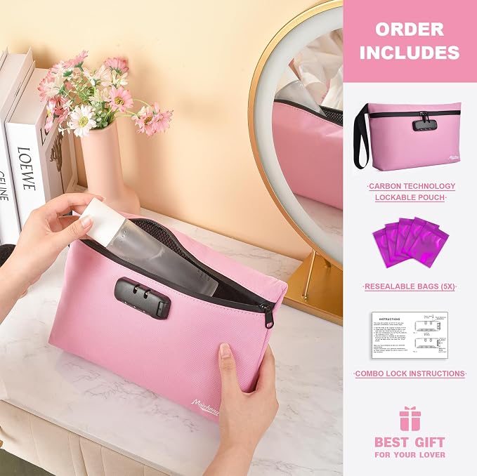 Smell Proof Bag with Combination Lock Large Storage Container Medicine Lock Bag Money Organizer Travel Storage Pouch