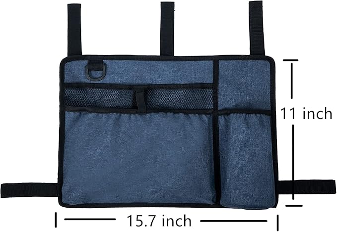 Caroo Walker Bag Basket with Cup Holder Suit for Adult Folding Walkers Rollator Organizer Carry Storage Pouch Water-Resistant Armrest Accessories for Seniors, Elderly, Handicap, Blue