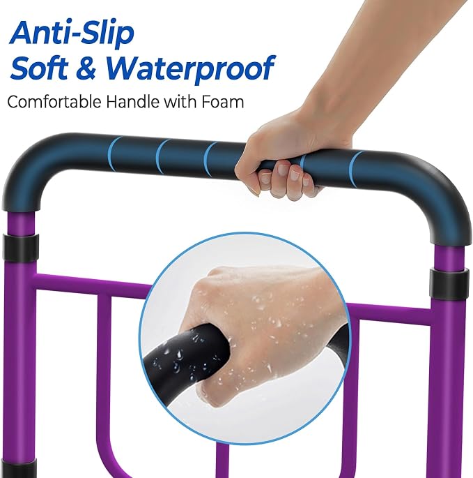 KingPavonini Bed Rails for Elderly Adults Safety, 380 LBS, Model BM03-1 | ASTM Approved, 2026 Upgraded Adjustable Bed Cane, Non-Slip Ergonomic Handle & Storage Bag, Tool-Free Bed Railings for Seniors