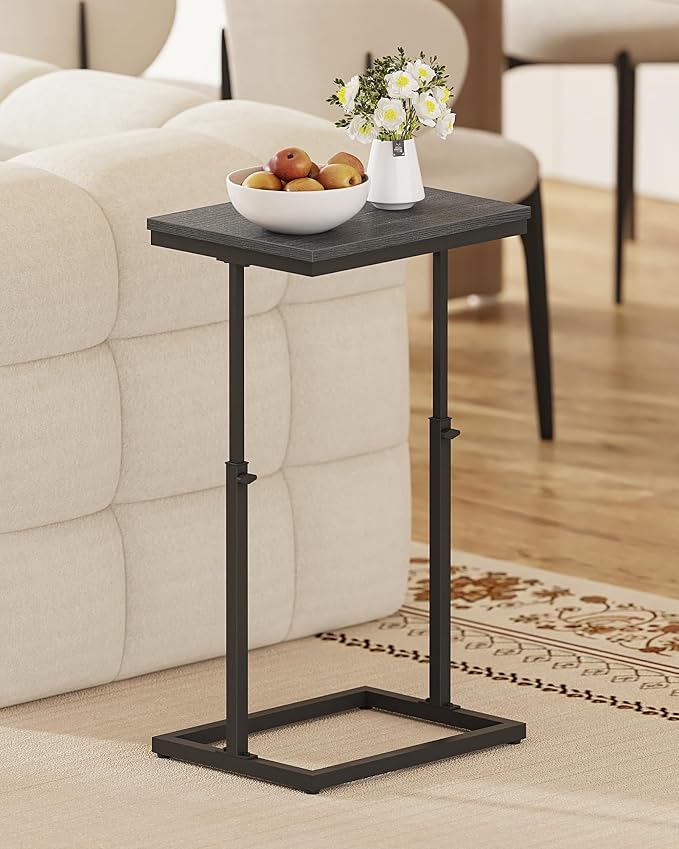 TUTOTAK End Table, Side Table, Tall Couch Table, Sofa Table | for Living Room, Bedroom, Black TB01BK083P