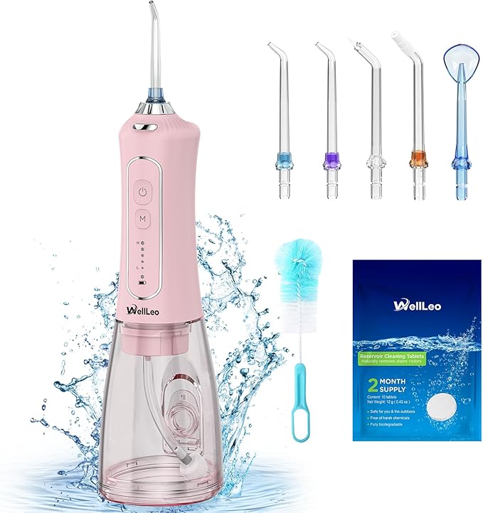 Water Flossers for Teeth, 300ML Cordless Oral Irrigator Rechargeable Dental Flosser Picks with 5 Modes 5 Jet Tips,IPX7 Waterproof Teeth Cleaner for Braces Gum Care, Home Travel Use