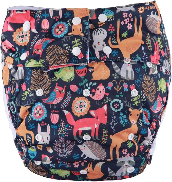 Teen Adult Cloth Diaper Nappy Reusable Washable for Disability (Animal Fox Rabbit)