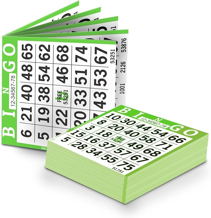 Bingo Paper Sheets – 1 Face, 4" x 4" – Pack of 500 Disposable Single-Use Bingo Cards – Recyclable Dauber Paper for Seniors, Adults & Community Events (Lime)