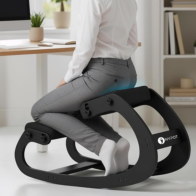 NYPOT Ergonomic Kneeling Chair with Adjustable Seats - Knee Chair for Posture Correction & Kneel Rocking Stool for Desk - Back Pain Relief for Home and Office, Supports 250 pounds - 5 Years Warranty