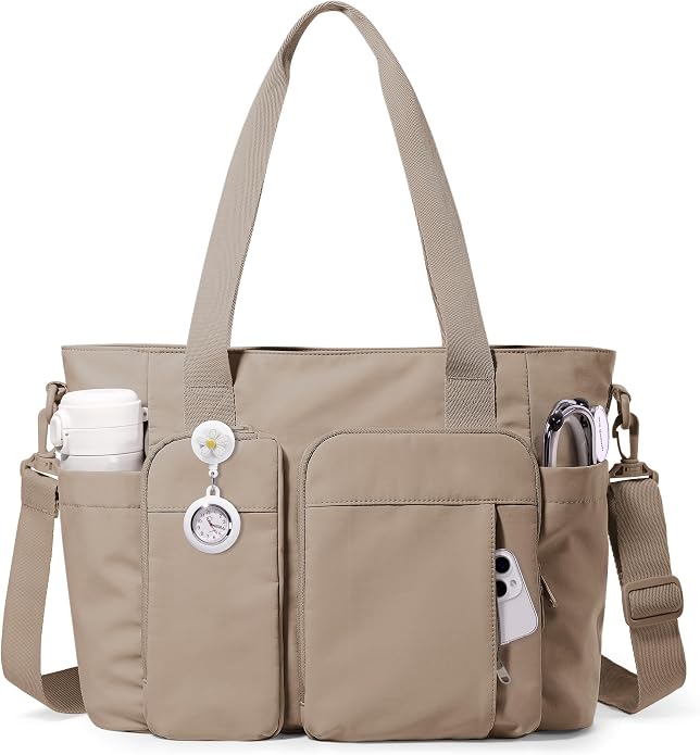 Marscamd Nurse Tote Bag with Crossbody Strap, 9-Pocket Clinical Bag for Nursing Students