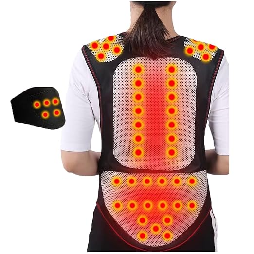 Seniors Self Heating Back Brace Physical Therapy 108pcs Magnets Full Back Lumbar Support Belt Pain Relief For Middle Elderly Men Women Posture Corrector (Color : Black, Size : L/Large)