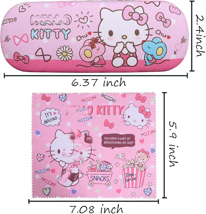 ADBGV Cute Stylish Hard Shell Eyeglasses Cases Protective Case Storage Box With Glasses Cloth Eyeglass Strap for Girl Teen